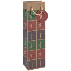 5x Sigel, Geschenkverpackung, Weihnachts-Flaschentte "Cut-out style", Kraftkarton