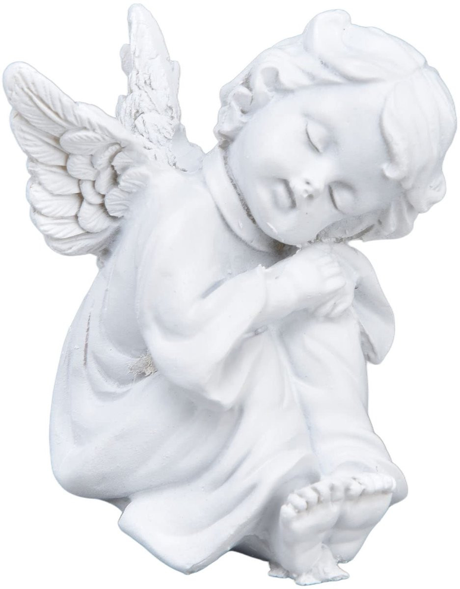 Dailygoods Standbeeld Cherubijn - Decoratieve Engel - Hars Beeldje - Tuin Ornament - Sculptuur Voor Binnen