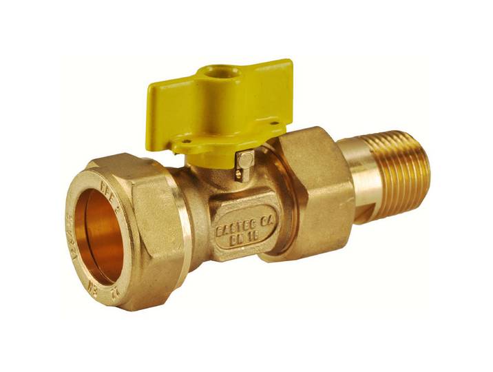 Riko Gaskogelkraan - Messing - Gastec - 22mm knel x 1/2 BU