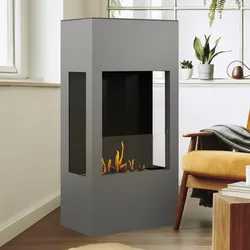 muenkel design prism 620 [Bioethanolkamin dreiseitige Sicht]: Graualuminium - safety burner 450