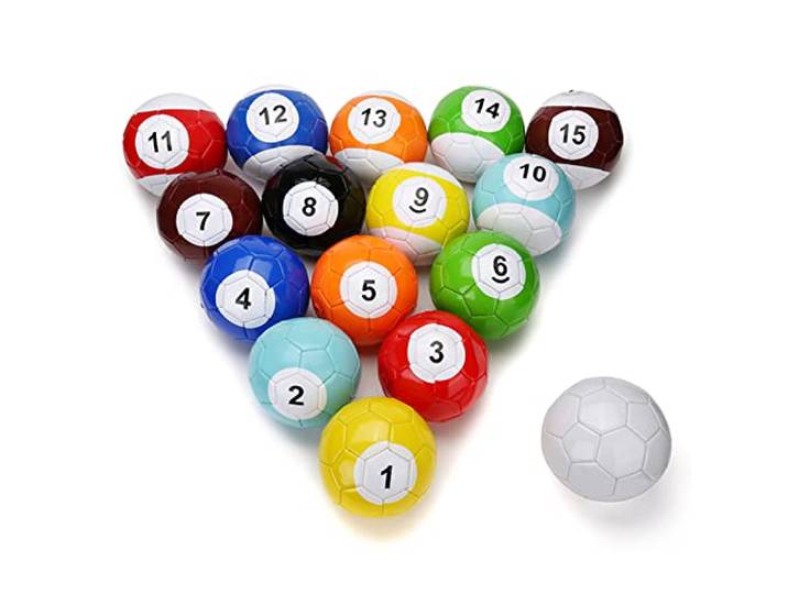 EviKoo 16 Stück Fußball Profi Billard Kugel Set Aufblasbar Billardkugeln Snooker Kugeln Fußball Trainingsset Spielunterhaltung für Erwachsene im Freien, Geschenk,18cm/7.1inch