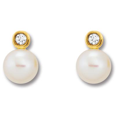 Paar Ohrstecker ONE ELEMENT "Zirkonia Ohrringe Ohrstecker aus 333 Gelbgold", gold, Ohrringe, Damen, Damen,mit Zirkonia, Gelbgold 333 Gold Perlen, Gelbgold 333, Gold, Perlen, Symbolische Note – harmonisch gestaltet mit Liebe zum Detail