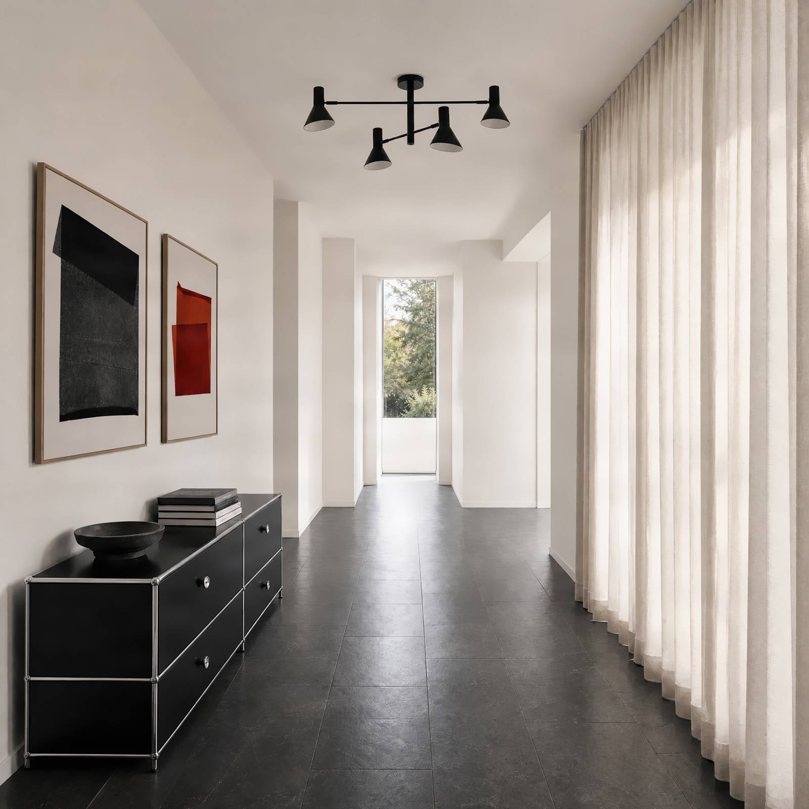 Deckenlampe Milia NOLA, dimmbar, schwarz, für Wohn- / Esszimmer, Metall, Deckenlampe