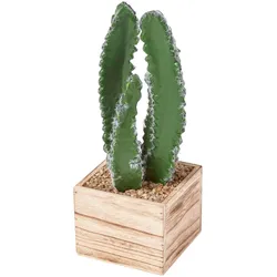 KUNSTPFLANZE Kaktus im Holz-Topf, 33 cm