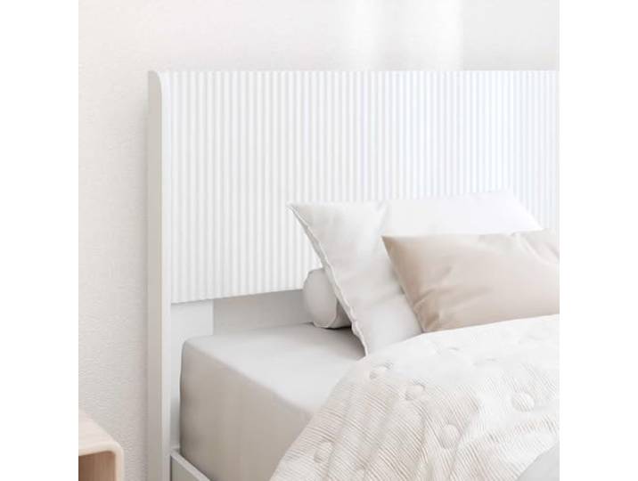 KTHLBRH Bett mit Stauraum, Weiß, 90 x 200 cm Technisches Holz, Lattenrost, Kopfteil inklusive, Traglast 140 kg