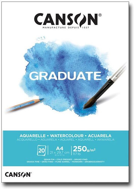 CANSON Bloc dessin Graduate 20 feuilles aquarelle 250g A4