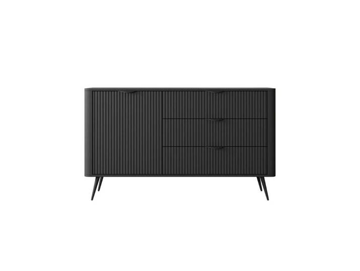 JOUDY MINI - Mini buffet 138cmeffet rainuré - Noir