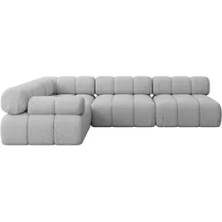 ECKSOFA modulares Sofa Mende-L2 - 285x190x70 cm Hellgrau Bouclé