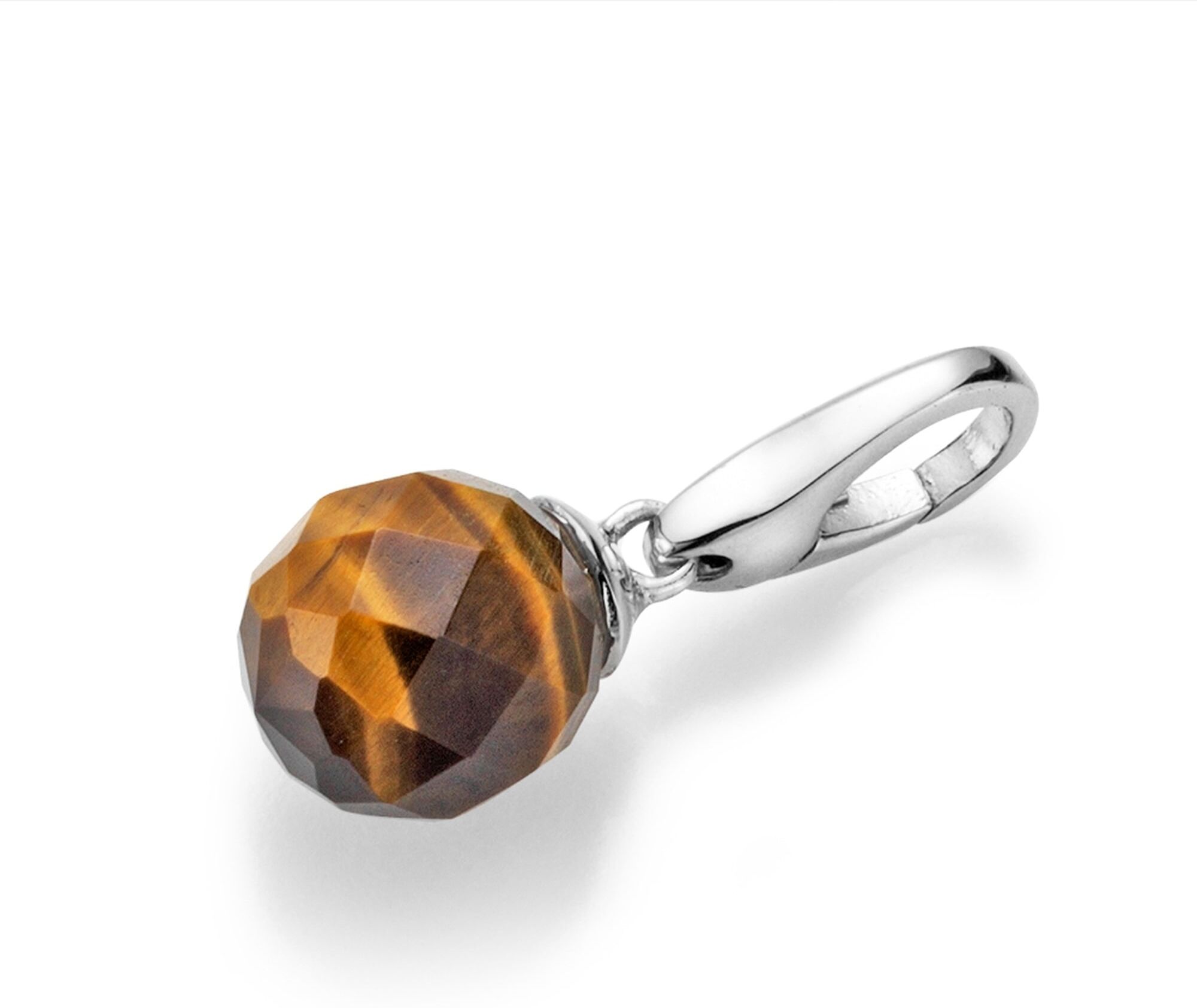 Charm Kugel "Tigerauge Kugel mit Symbolkraft, Silber 925", braun, GIORGIO MARTELLO MILANO, Charms, Damen