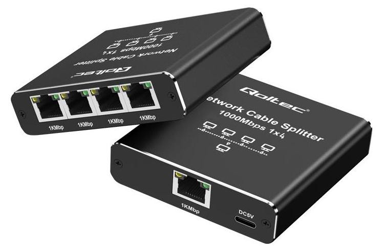 Qoltec Ethernet splitter mini switch 1x4 RJ45