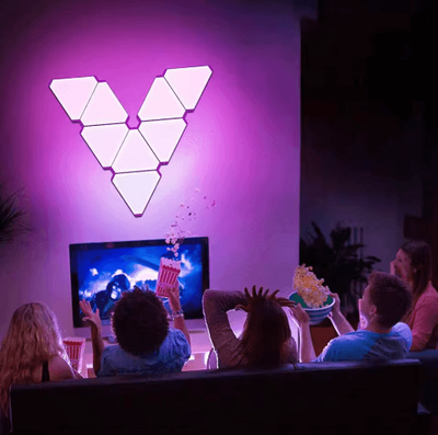 Inspire Picks QuantumGlow Smart Triangle LED Wall Lights Modular RGB Gaming & Bedroom Atmosphere Lamp 10 Pcs Set bluetoothapp No Plug