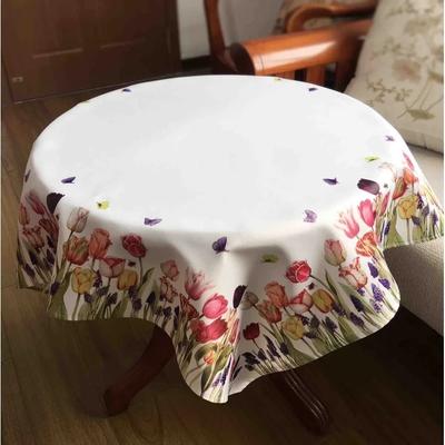 Violet Linen European Champion Vintage Floral Printed Pattern Decorative Table Topper