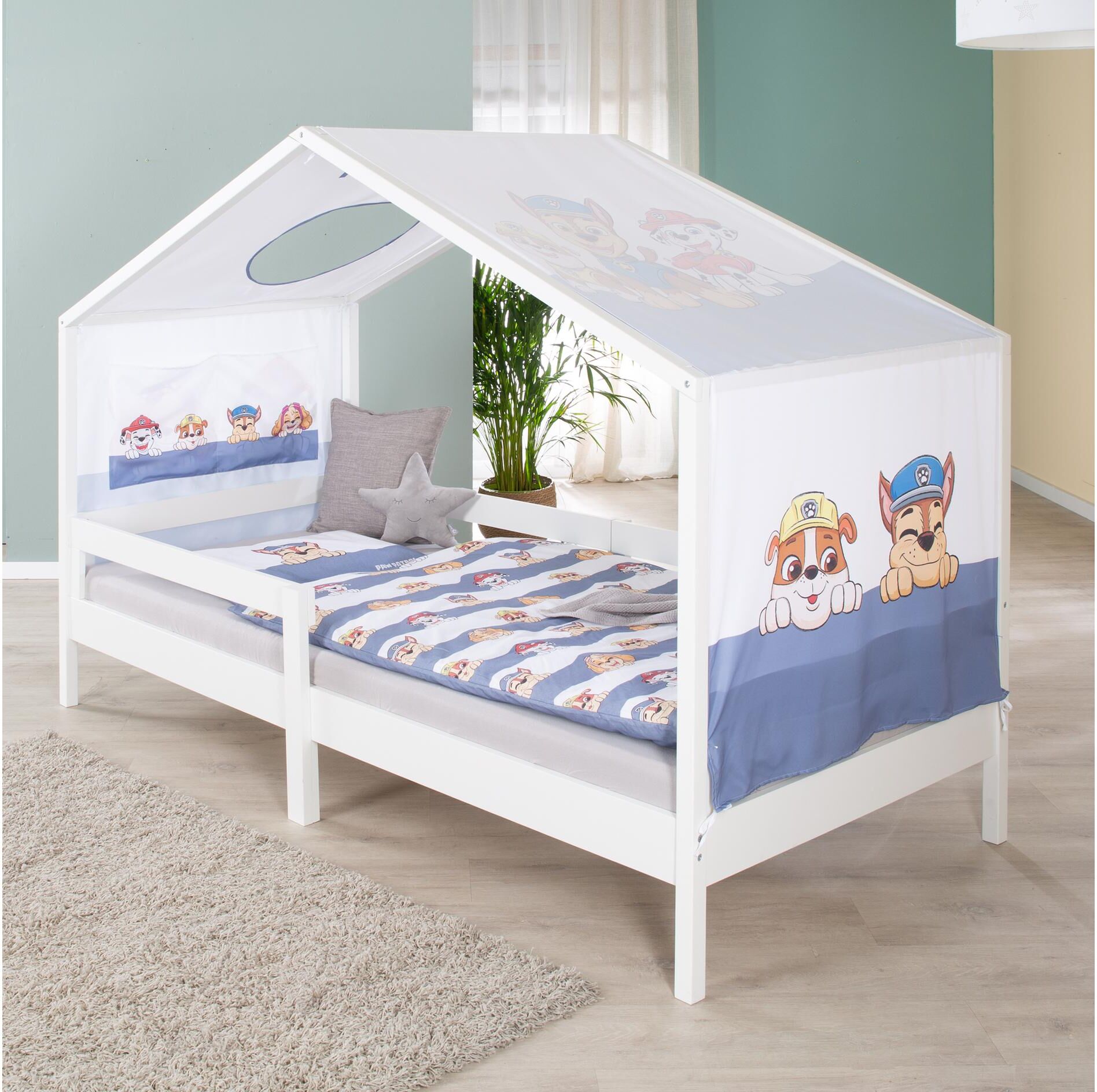 Kinderbett ROBA "Hausbett 90 x 200 cm", Baby, Gr. Liegefläche Länge B: 200cm x 90cm, Höhe Bett: 149cm, weiß, Betten Kinderbett weiß Liegefläche Länge B: 200cm x 90cm, Höhe Bett: 149cm