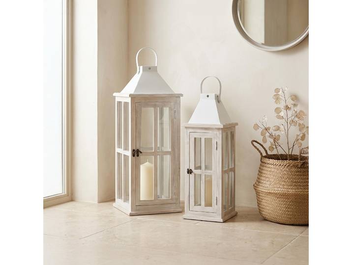 Lot de 2 lanternes en bois et métal - Cottage
