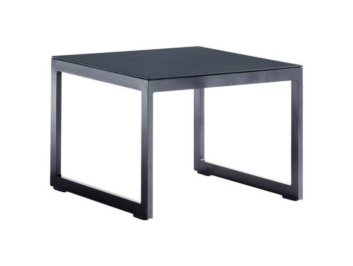 Sieger Loungetisch, Grau, Metall, quadratisch, Kufe, U-Form, 60x44x60 cm, Gartenmöbel, Loungemöbel, Lounge-Serien