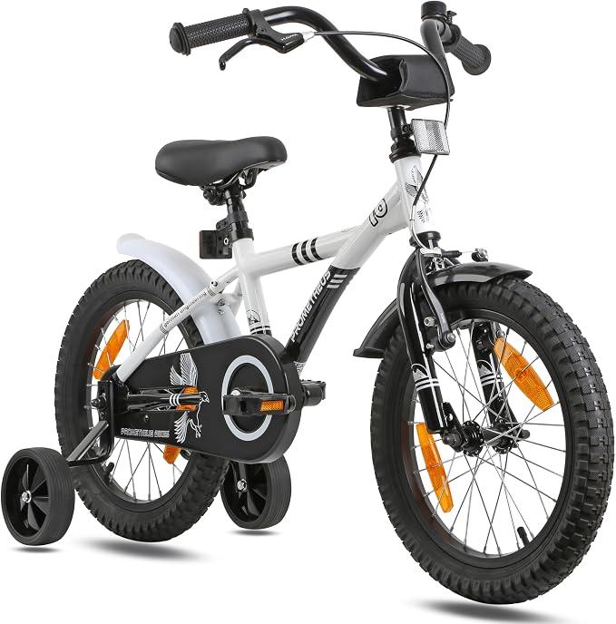 Kinderfahrrad 16 Zoll ab 5 Jahren - Kinder Fahrrad Mädchen Jungen Fahrrad Kinder mit Stützräder Rücktrittbremse in Weiss Schwarz