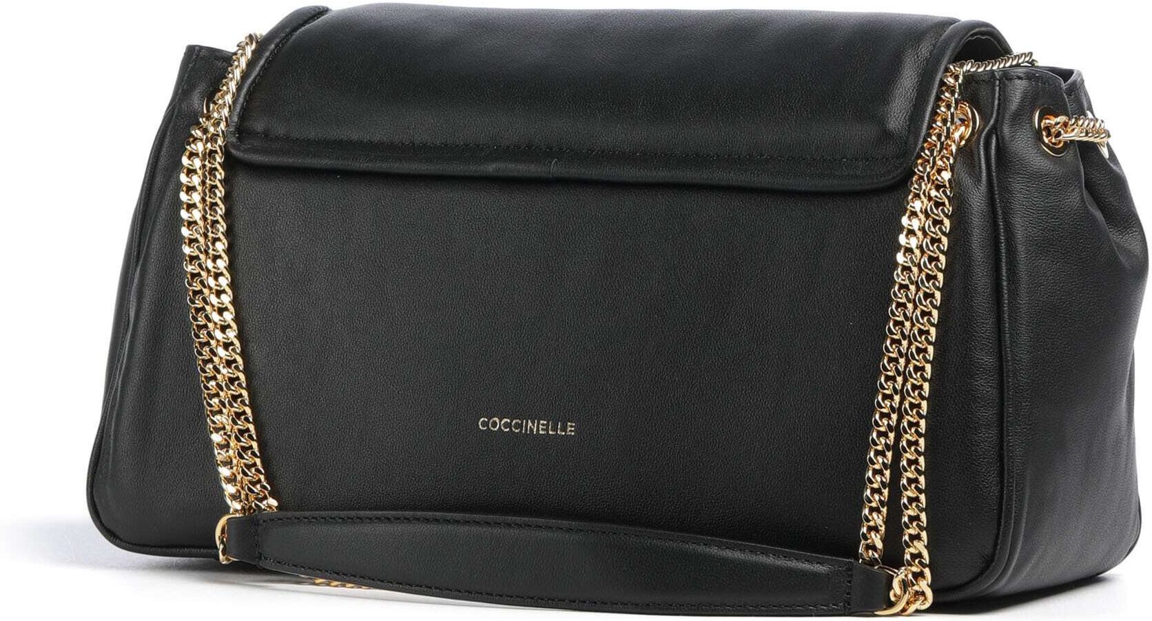 Coccinelle C-Me Fluffy Schultertasche aus Leder, schwarz