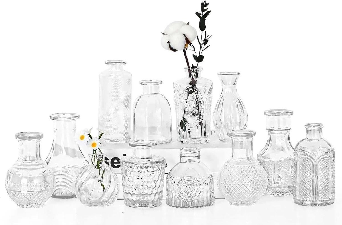 Set van 12 vintage stijl bud vazen van Omgoods