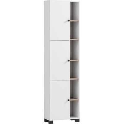 Hochschrank WELLTIME "Lugo, Hochschrank, Made in Germany, B: 45 cm", weiß (mattweiß), B:44,9cm H:167,6cm T:23,4cm, FSC-zertifizierter Holzwerkstoff, Schränke, Hochschrank, Solide Verarbeitung - Dieses Produkt ist in Deutschland gefertigt
