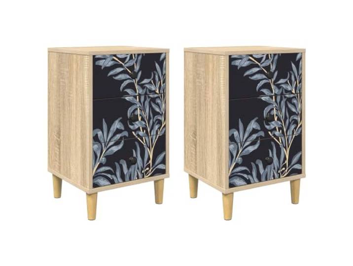 PUGYNBK Nachttisch Sonoma Eiche, 2 Stück, 36 x 33 x 60 cm Langlebiges Holz, große Lagerung, modernes Design, Reinigung mit trockenem Tuch