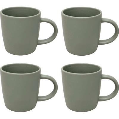 Becher "Belli", grau (graugrün), H:10cm, Steingut, LEGER HOME BY LENA GERCKE, Trinkgefäße, Becher, Scandi Style, 4-teilig