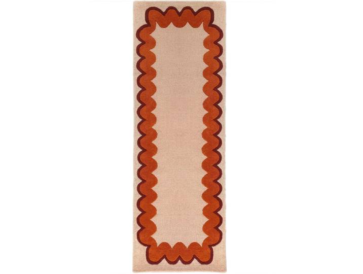 Teppich Winona ORANGE Welle, Düne 100 Prozent Wolle 80 x 230 cm - Material: 100% Wolle - Teppich