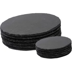 Platzset Schiefer 12 TLG I 6X 25 cm rund Tischset Schiefer Teller Untersetzer I 6X 10 cm rund Glasuntersetzer Schiefer Untersetzer Schieferplatten