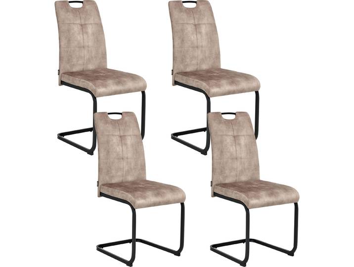 BELIANI Esszimmerstühle 4er-Set taupe Stoffbezug gepolsterte Sitzfläche schlanke Metallbeine