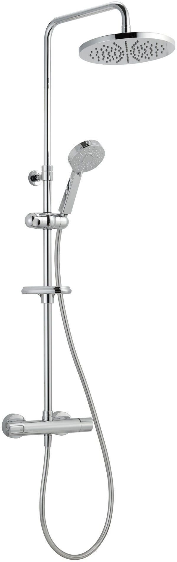 Huber COLONNA DOCCIA  LODGE 3 GETTI CROMO SOFFIONE ABS Ø 250 mm MISCELATORE TERMOSTATICO