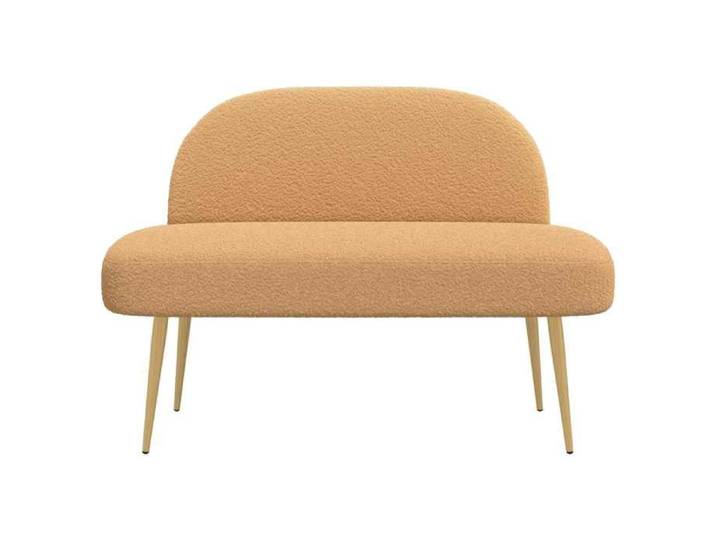 Banc d'entrée pour salon - Beige - Banc rembourré - avec dossier - Beige - 110x60x76 cm - Bouclé 1895