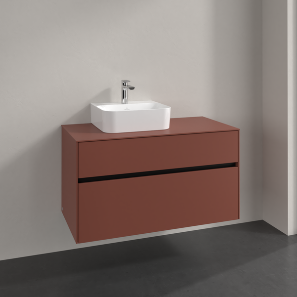 Villeroy und Boch Collaro Waschtischunterschrank C09500AH 100x54,8x50cm, Waschtisch links, wine red