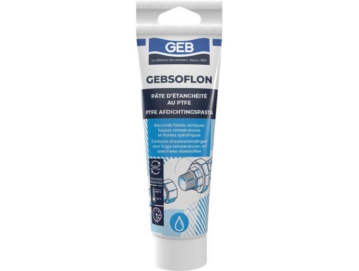 Pâte d'étanchéité au PTFE GEB GEBSOLFLON pour raccords filetés coniques 125g