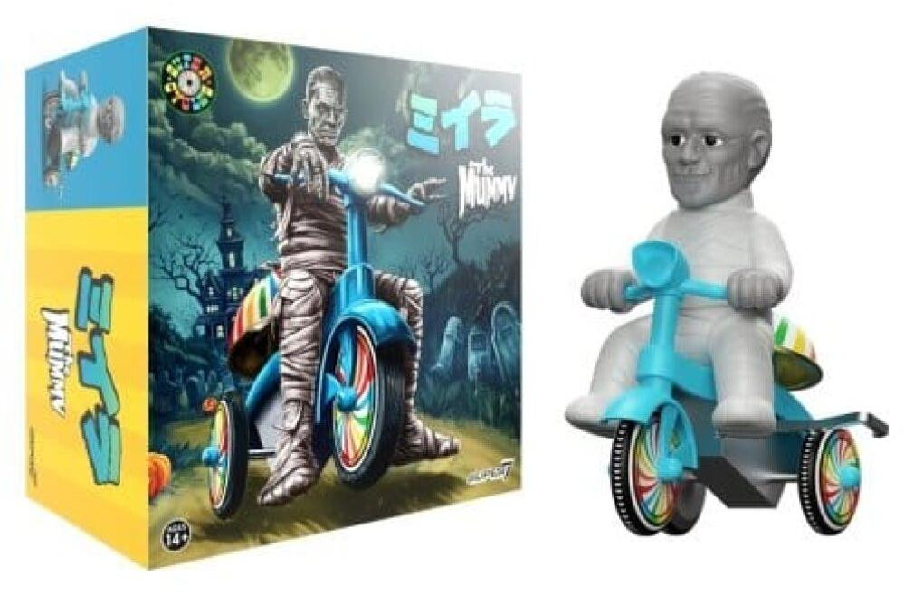 Super7 Universal Monsters Super Cycles Fiets De Mummie lichtgrijs met blauwe driewieler