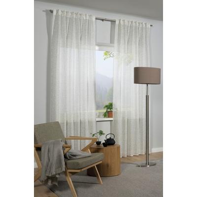 Gardine GARDINIA "GRS Schal Zen Silence mit Gardinenband", weiß (reiskörner weiß), B:135cm H:245cm, Obermaterial: 100% Kunststoff, Gardinen, Gardine, blickdicht, Kunststoff, Stoff aus 50 % recyceltes Polyester
