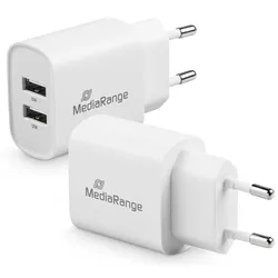 MediaRange 12W 2x USB-A Schnellladegerät, weiß