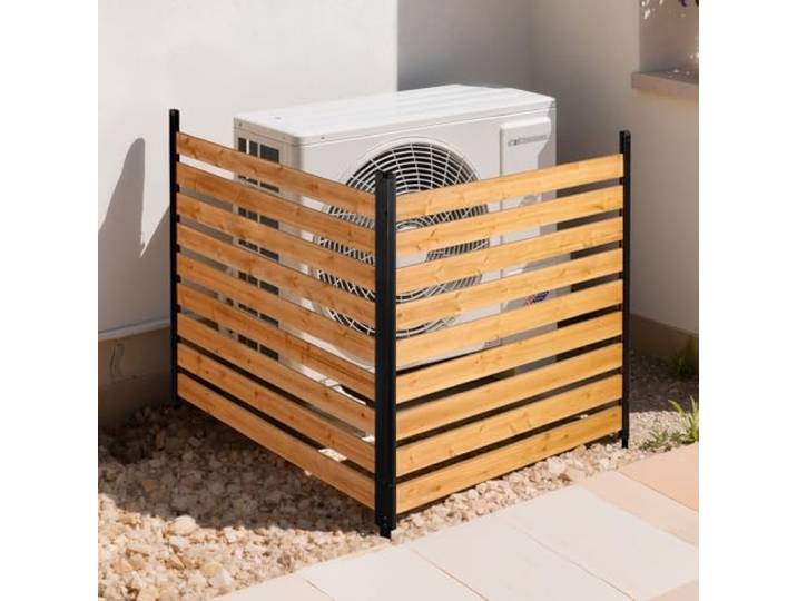 VEVOR Panneau de Clôture Bois 2 PCS Cache Climatiseur Extérieur 121\,9x124\,4 cm Clôture Décorative en Bois Massif pour Cacher Poubelle Embellir Jardin\, avec Piquets Métalliques\, Connecteurs Angle Métal