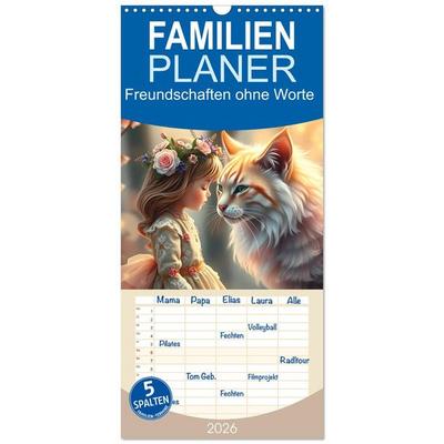 Familienplaner 2026 - Freundschaften ohne Worte mit 5 Spalten (Wandkalender, 21 x 45 cm) CALVENDO
