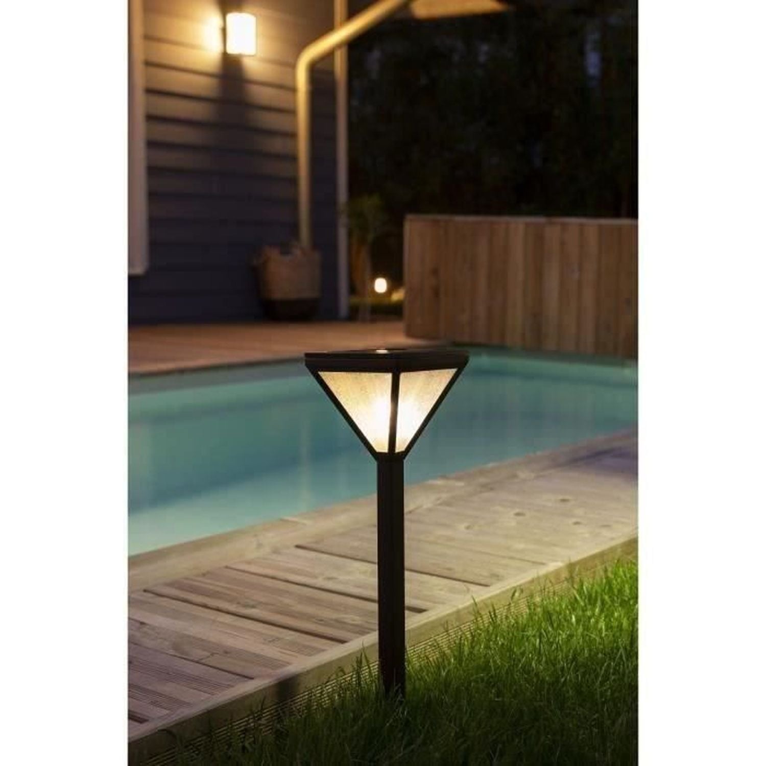 Galix Solar Lantaarn van Roestvrij Staal met Parelglaas en Warm Wit LED-licht (25 lumen)