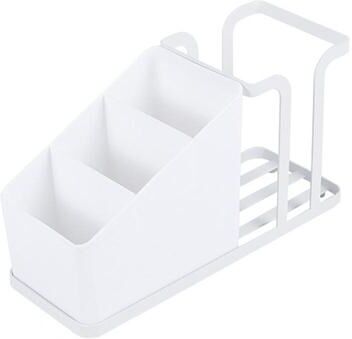 Inspired Deals Premium Desktop Paper Cup Storage Rack, Space Saving Disposable Cup Holder Organizer For Kitchen & Coffee Stations white