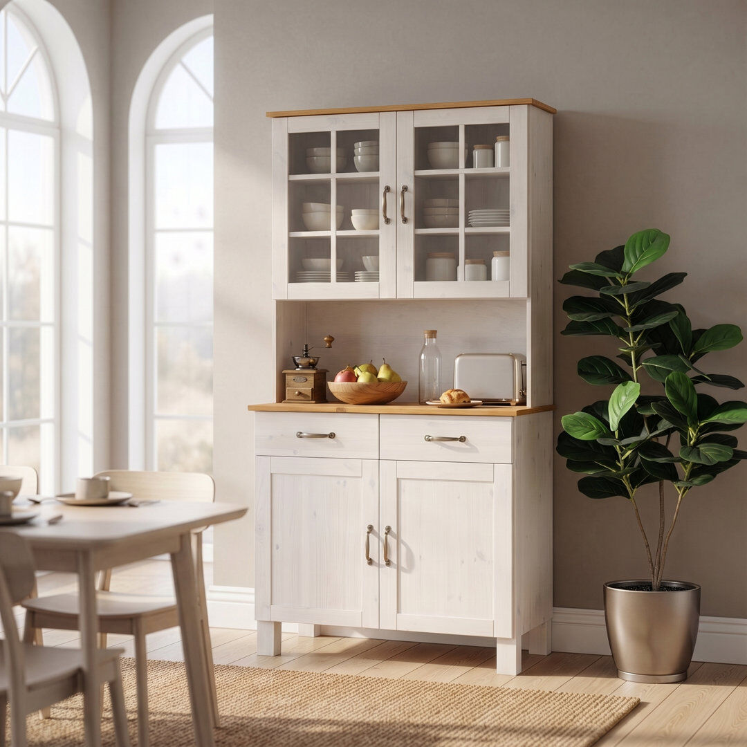 Brambly Cottage Martindale 85cm Solid Wood Sideboard White/Honey 185cm H X 85cm W X 38cm D
