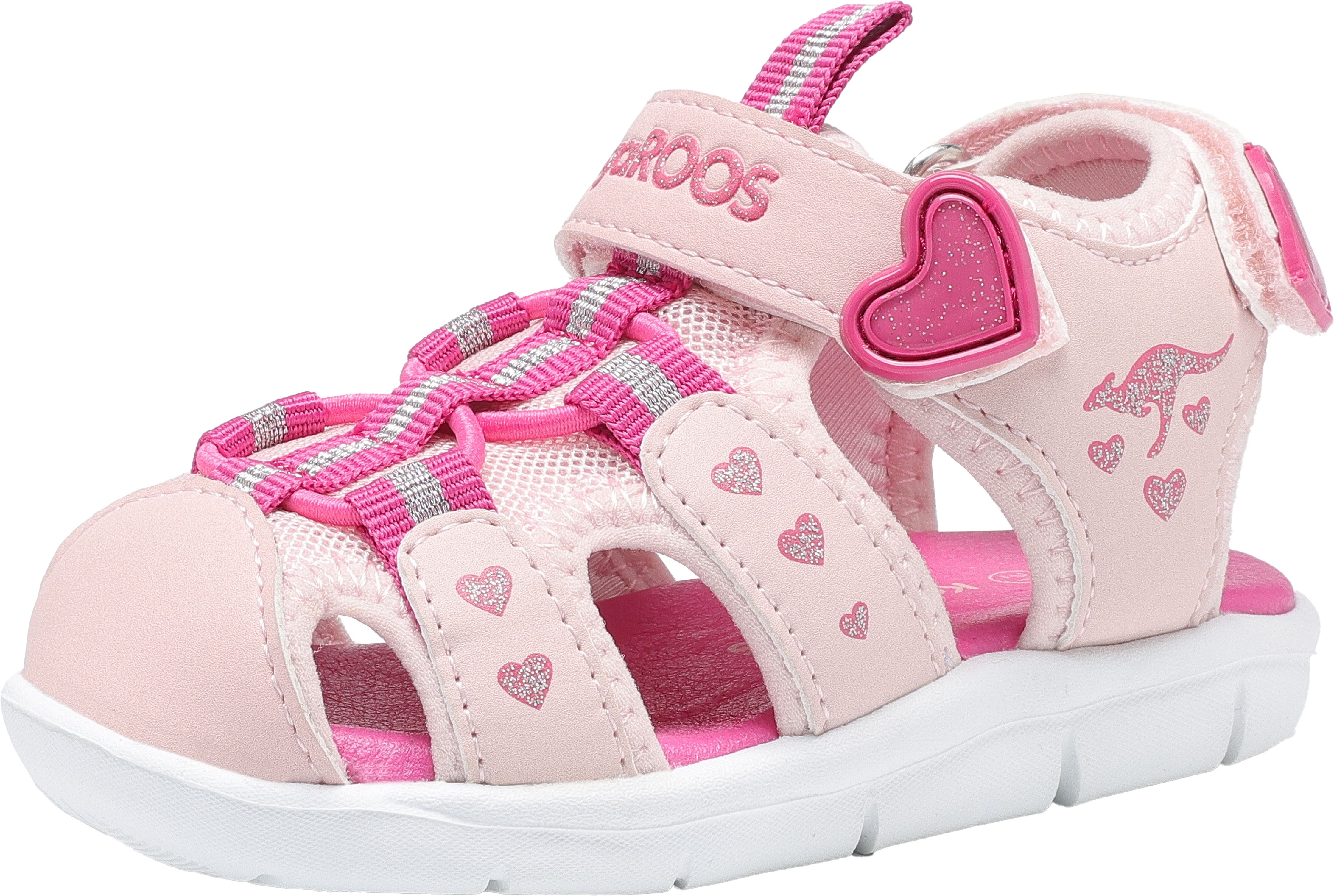 Sandale KANGAROOS "K-Mini", Mädchen, Gr. 21, rosa (frost pink, daisy pink), Synthetik, Textil, Schuhe Sandale frost pink, daisy pink 21