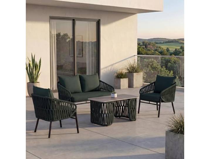 Mendler Gartengarnitur HWC-P90 Stoff/Textil - grün