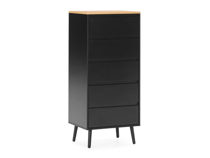 Commode haute 5 tiroirs couleur noir