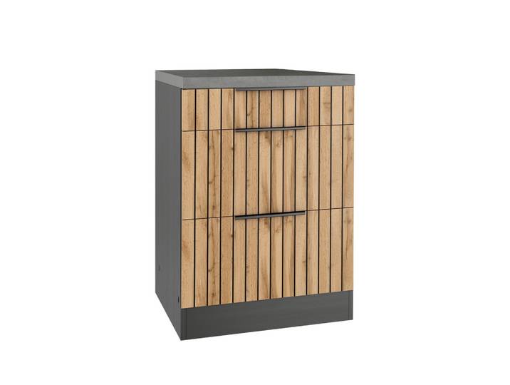Schubkastenunterschrank Liverpool Eiche/Graphitfarben