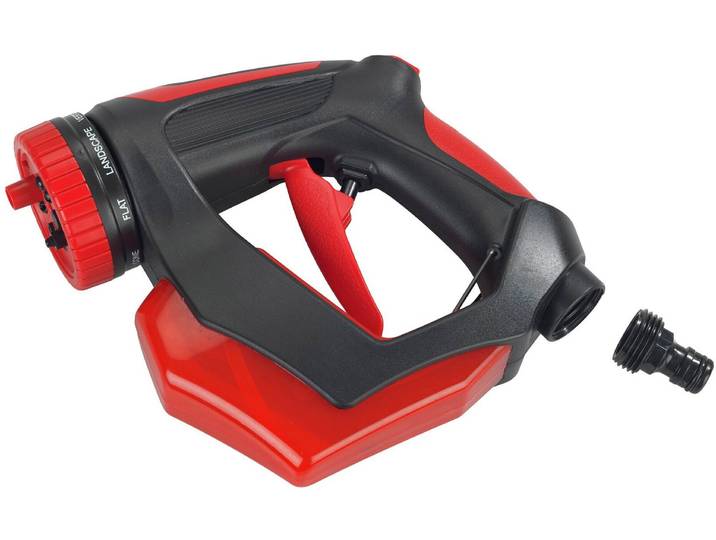 Multifunktionsbrause MAXIMEX Gartenbrause mit Seifenreservoir 8in1 , rot (grün), B:7cm H:22cm L:22cm, Kunststoff, Gartenbrausen, Multifunktionsbrause, praktischer Aufsatz für den Gartenschlauch, 8 verschiedene Strahlarten
