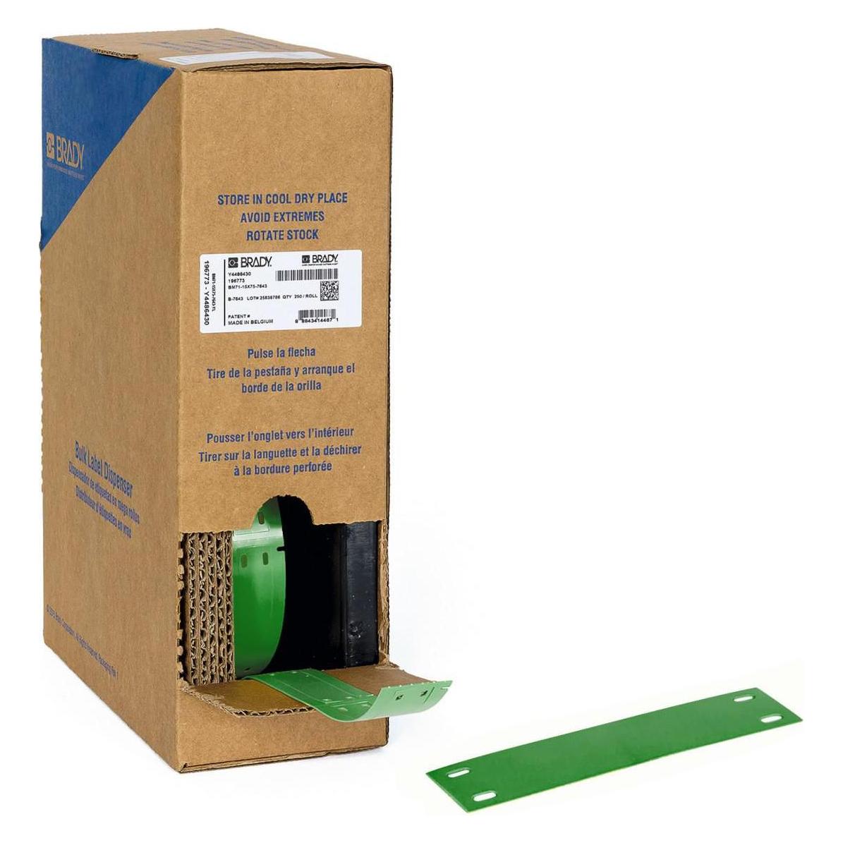 Brady BM-15x75-7643-GN, Heatex Schilder, Grün, matt, 15.00 x 75.00 mm, nicht klebend, Grossrolle (2 (BM-15X75-7643-GN)