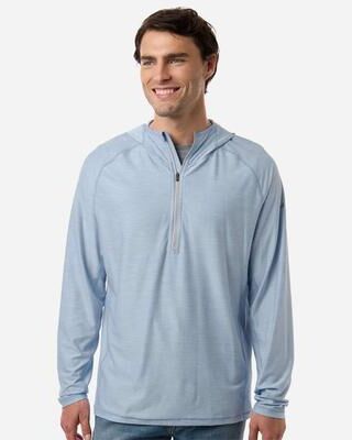 HUK H1200668 Men's Atoll Half-Zip Hooded Pullover T-Shirt in Windsurfer size Medium   Polyester/Spandex Blend