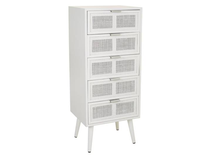 Chiffonnier en bois et treillis blanc 42x36.5x100.5h
