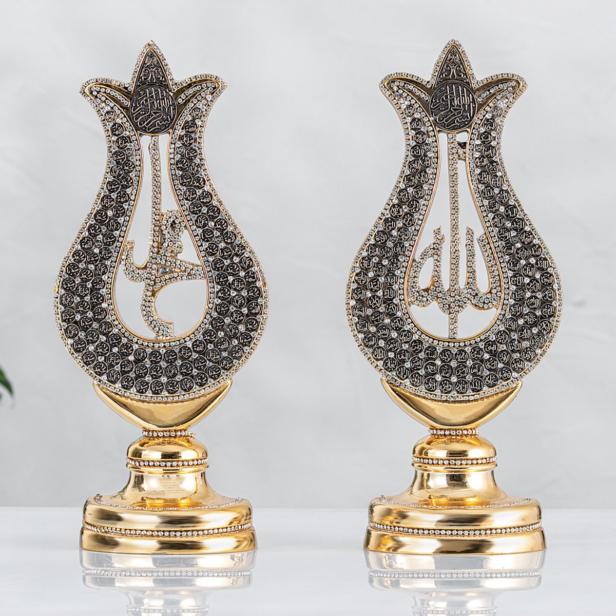 Yagmur Can Islamitische Decoratie Allah & Muhammed Goud voor op tafel