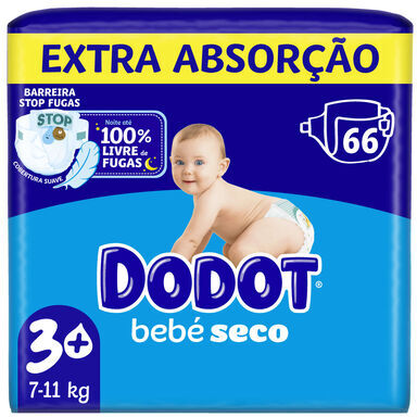 Dodot Fraldas de Bebé Extra Absorção 7-11 kg T3+ 66 un